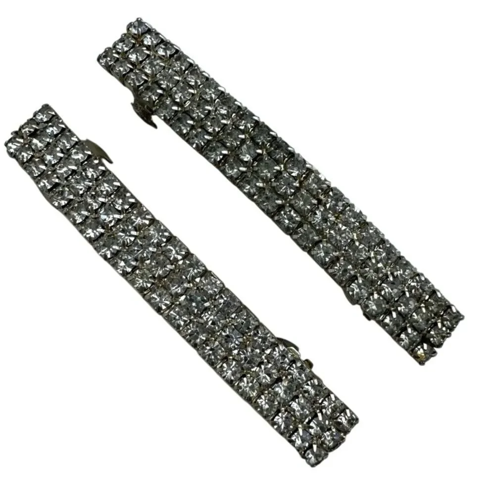2 RHINESTONE BAR BARRETTES HAIR JEWELRY or CRAFTING SUPPLIES